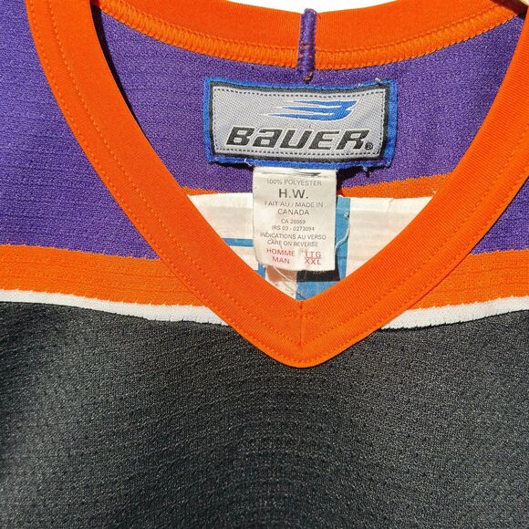 Vintage AHL Philadelphia Phantoms Bauer Hockey Jersey XXL Black Purple #5 EUC - Picture 6 of 11